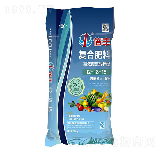 50kg高濃度硫酸鉀型復(fù)合肥料12-18-15-倍豐-愛(ài)農(nóng)