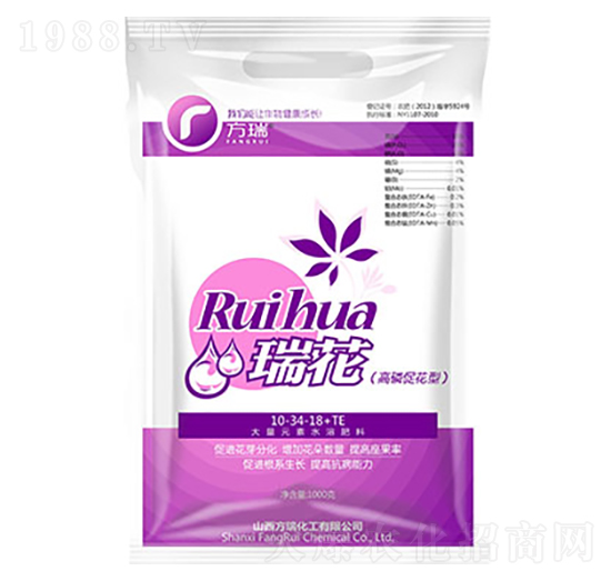 高磷促花型大量元素水溶肥料10-34-18+TE-瑞花-方瑞